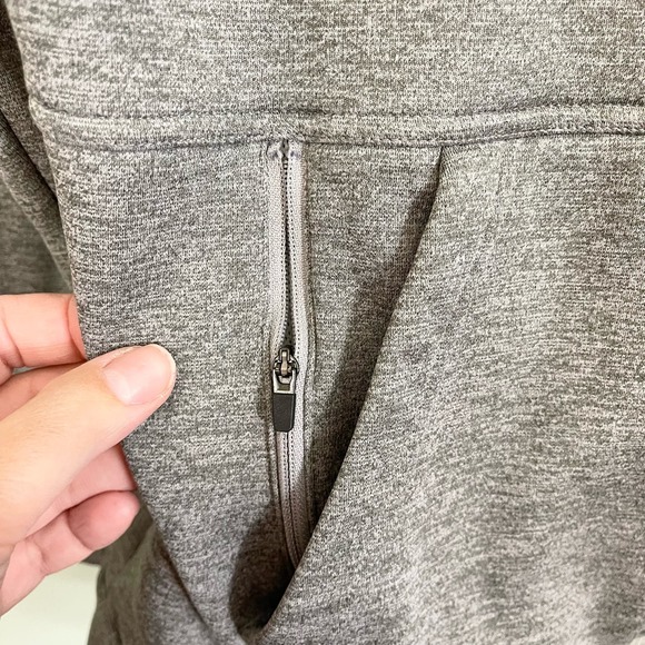 Nike Dri-Fit Men's Gray Graphic Logo Ribbed Pullover Hoodie Jacket Size M - Picture 5 of 9